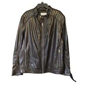 Calvin Klein Mens Brown Faux Leather Moto Jacket Outerwear XL